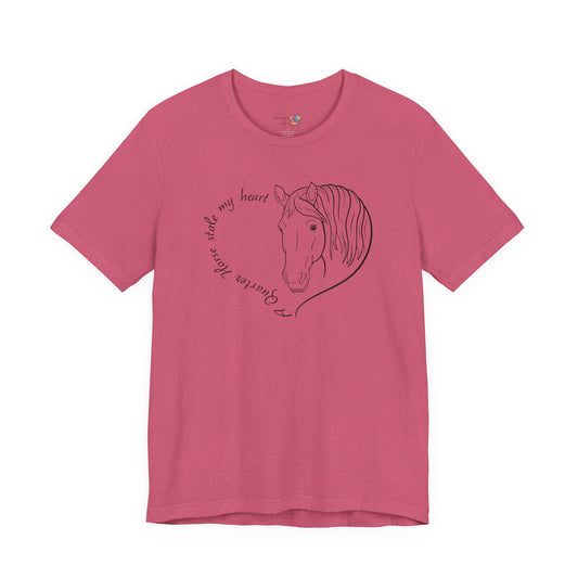 A Quarter Horse Stole My Heart T-Shirt | Cute Quarter Horse Lover Gift, Equestrian Tee